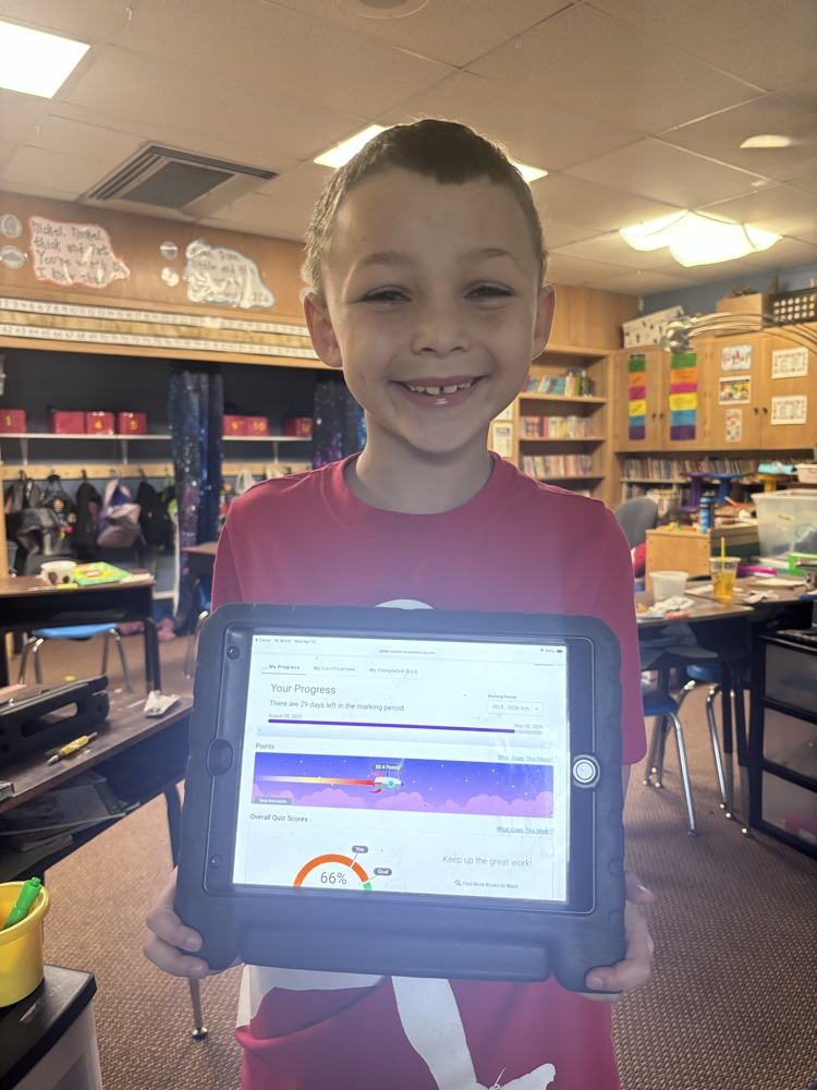 He made his AR goal today! Way to go! Keep up the great work. 