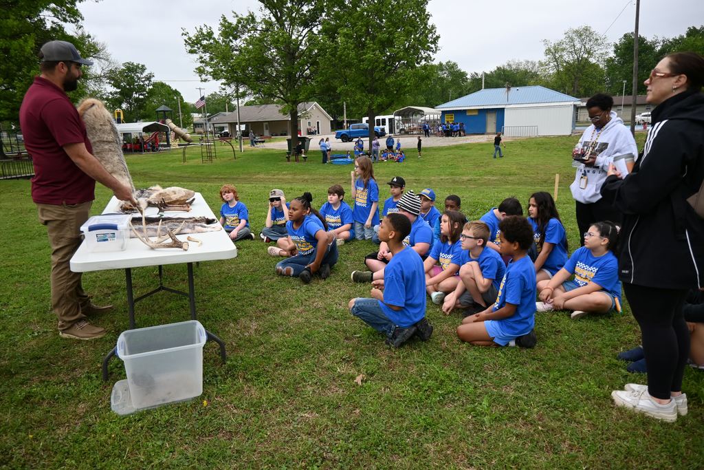 Students learn about Kansas predators of turkeys.