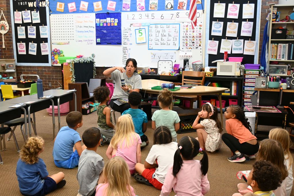 Students learn about tornados.