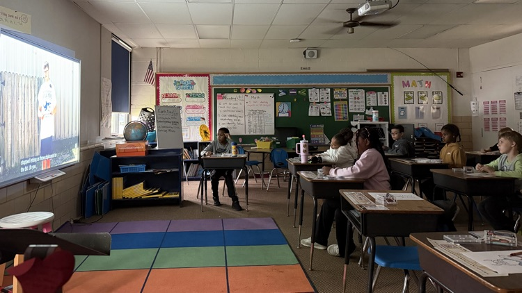 Second graders tuned into Viking News while creating their own little Vikings