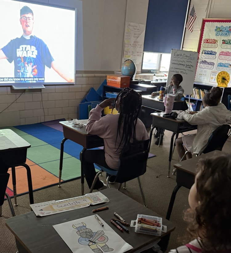 Second graders tuned into Viking News while creating their own little Vikings