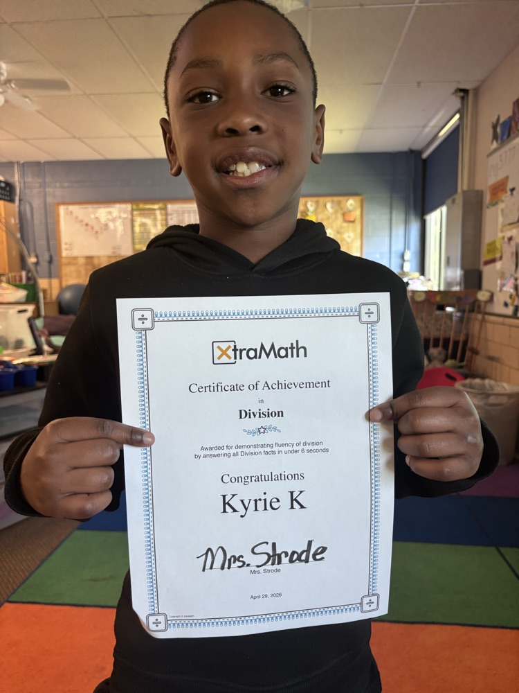 He has completed all four operations (addition, subtraction, multiplication and division)in Xtra Math!! Way to knock it out of the park!!