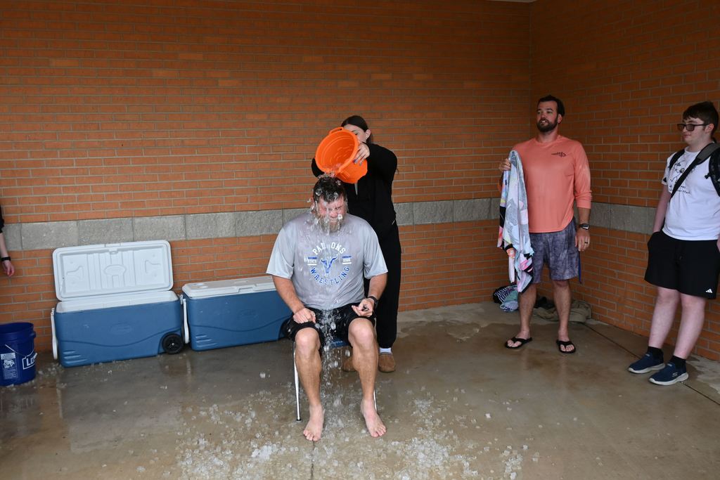 Ball gets a pail of ice water dumped on him.