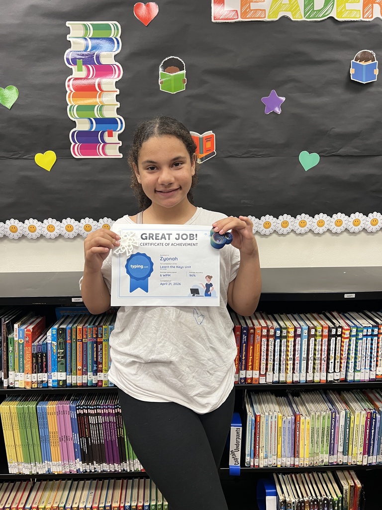 Student  completing her beginning typing before the end of the school year.