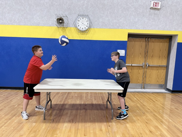 Table volleyball created by these two! 