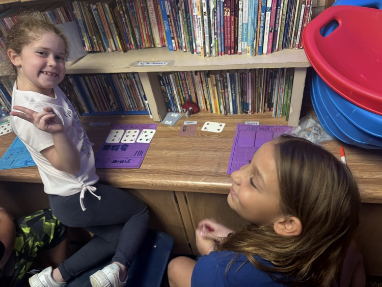 Today we practiced the different ways(base 10-blocks, standard form, and expanded form)write a 3-digit number using cards and partners.