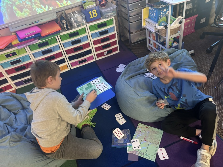 Today we practiced the different ways(base 10-blocks, standard form, and expanded form)write a 3-digit number using cards and partners.