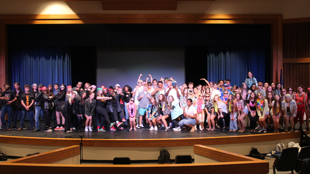 Students dressed up for Homecoming Spirit Week on Day 1. The theme was Bikers vs. Surfers