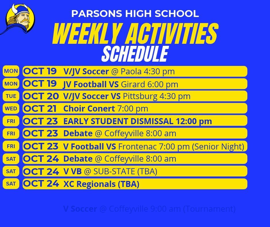 weekly activities