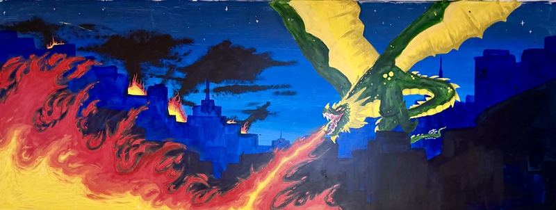 a paiting of a drago a student did
