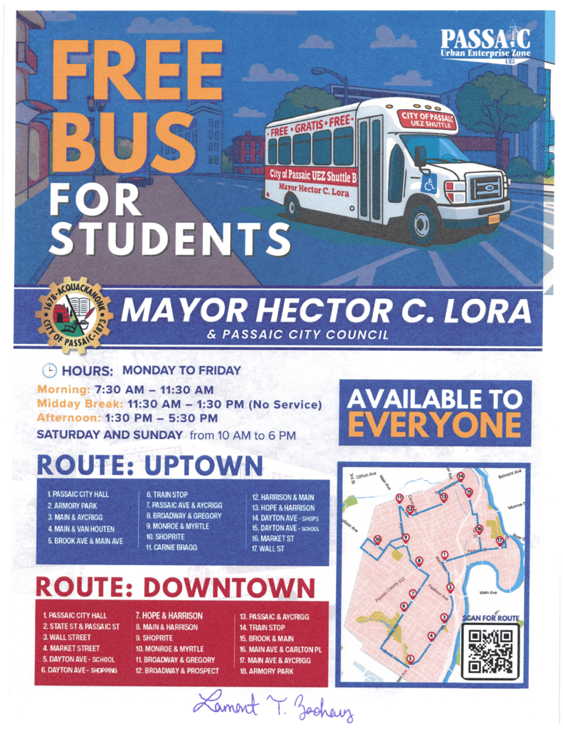 Flyer for Free City Transportation Service