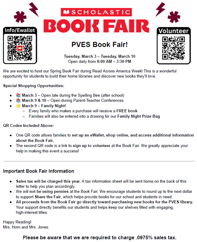PVES Spring Book Fair