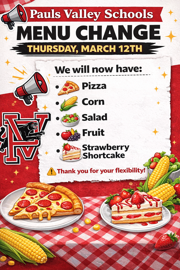 Menu Change - March 12th