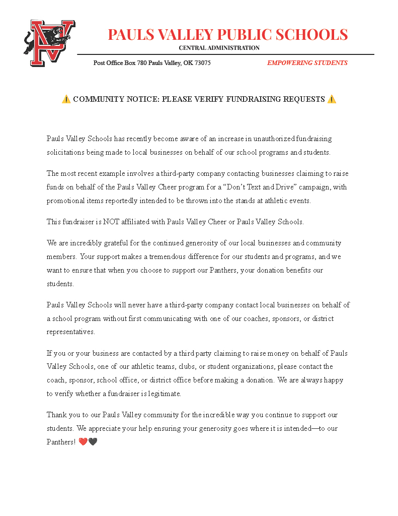 Fundraiser Statement