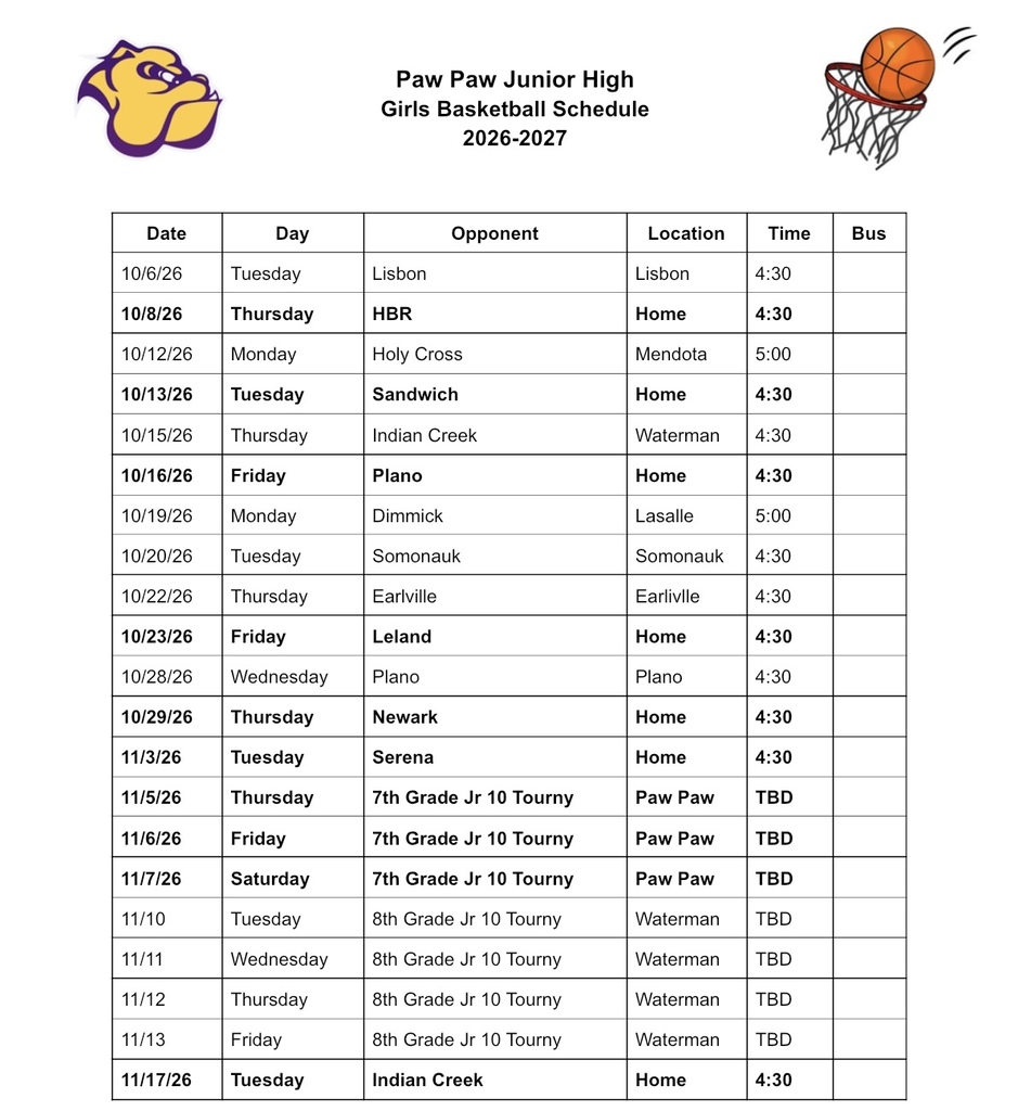 Girls Basketball Game Schedule 