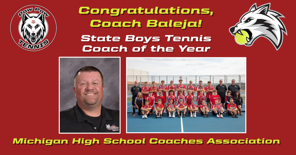 Congrats, Coach Baleja. MHSCA State Boys Tennis Coach of the Year
