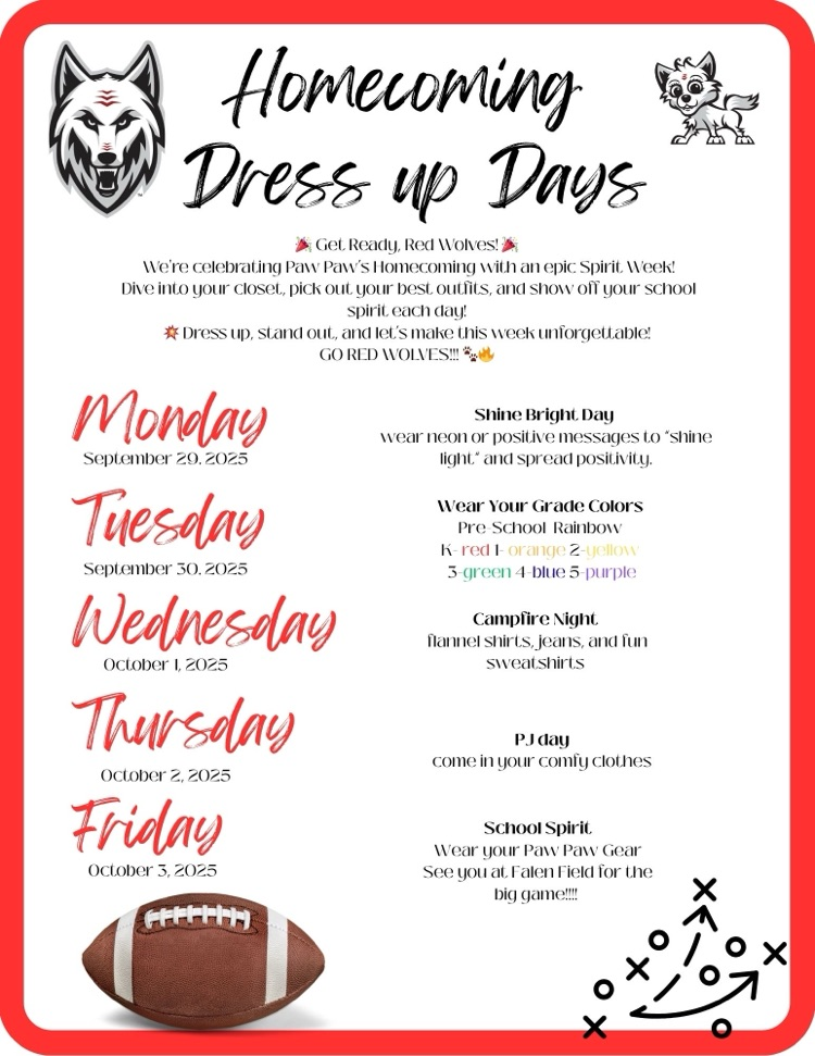 Paw Paw Spirit Week Flyer 