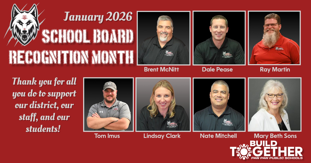january 2026 school board recognition month. thank you for all you do to support our district, our staff and our students. Brent Mcnitt, Dale Pease, Ray Martin, Tom Imus, Lindsay Clark, Nate Mitchell and Mary Beth Sons