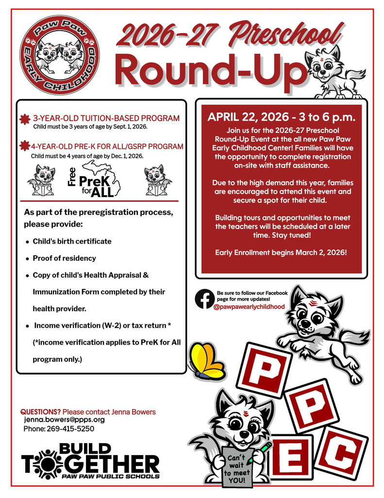 Paw Paw Early Childhood 2026-2027 Preschool Round-Up