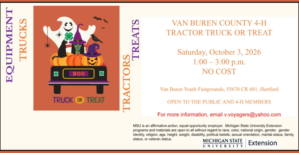October 3, 2026 Van Buren Co 4-H Tractor Trunk or Treat Event