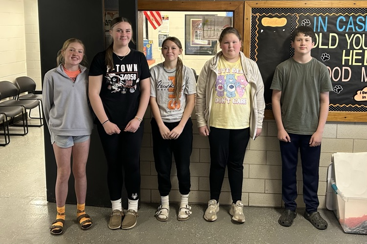 Student of the Month for February  8th Grade:  Parker Snodgrass Kaydence Mylen  7th Grade:  Toree Reynolds Brayden Lewis  6th Grade:  Kree Burns - Not Pictured Charlee Sharp 