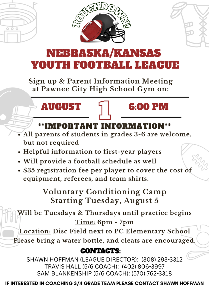 Join us on Friday to hear about and ask questions for Youth Football!