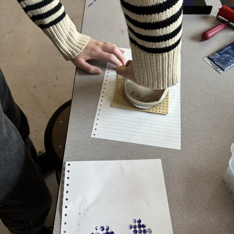 Transferring image from printing plate to paper.