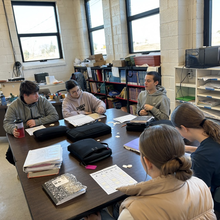 three girls and two boys playing livestock bingo