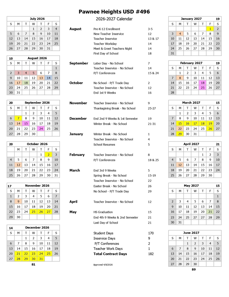 26-27 District Calendar