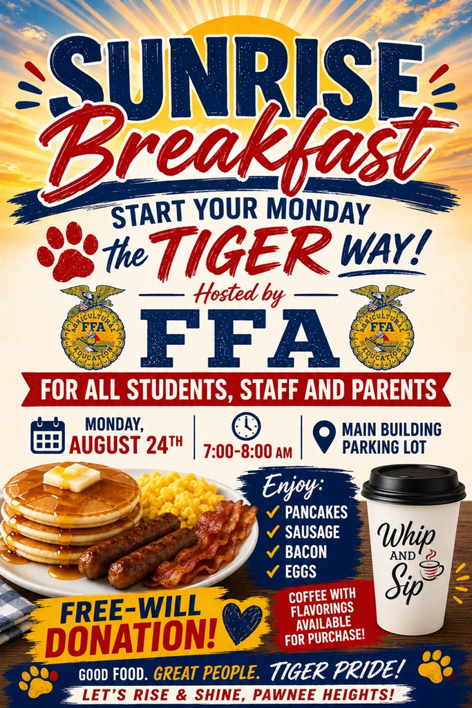 sunrise breakfast ffa free will donation August 24th