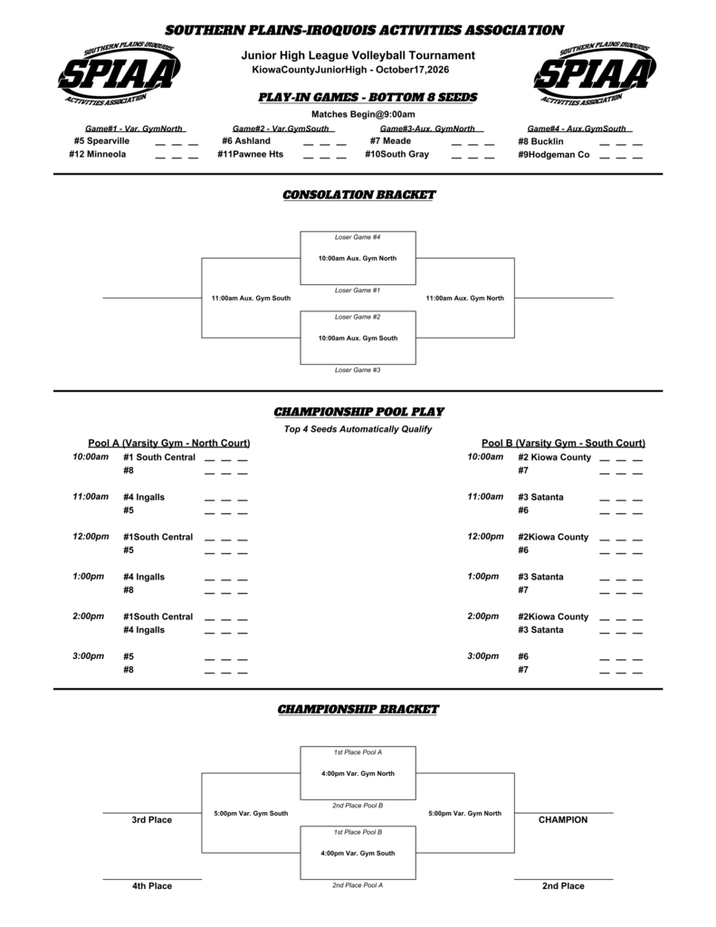JH VB League Bracket