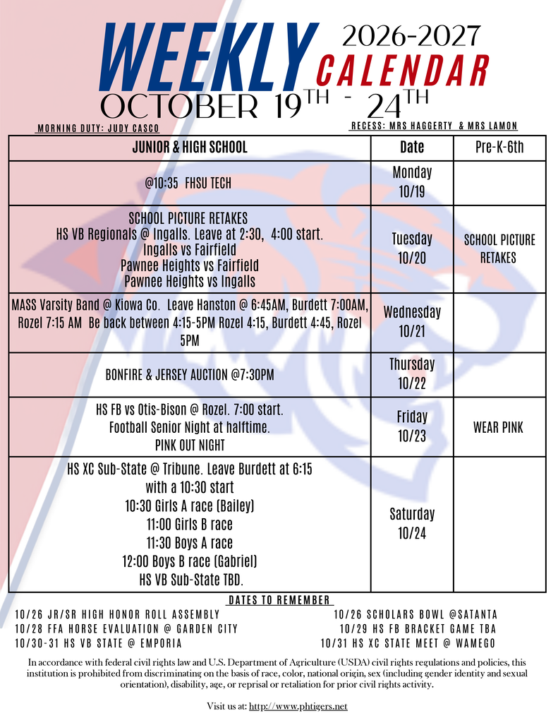 10/19-9/24 Weekly Calendar