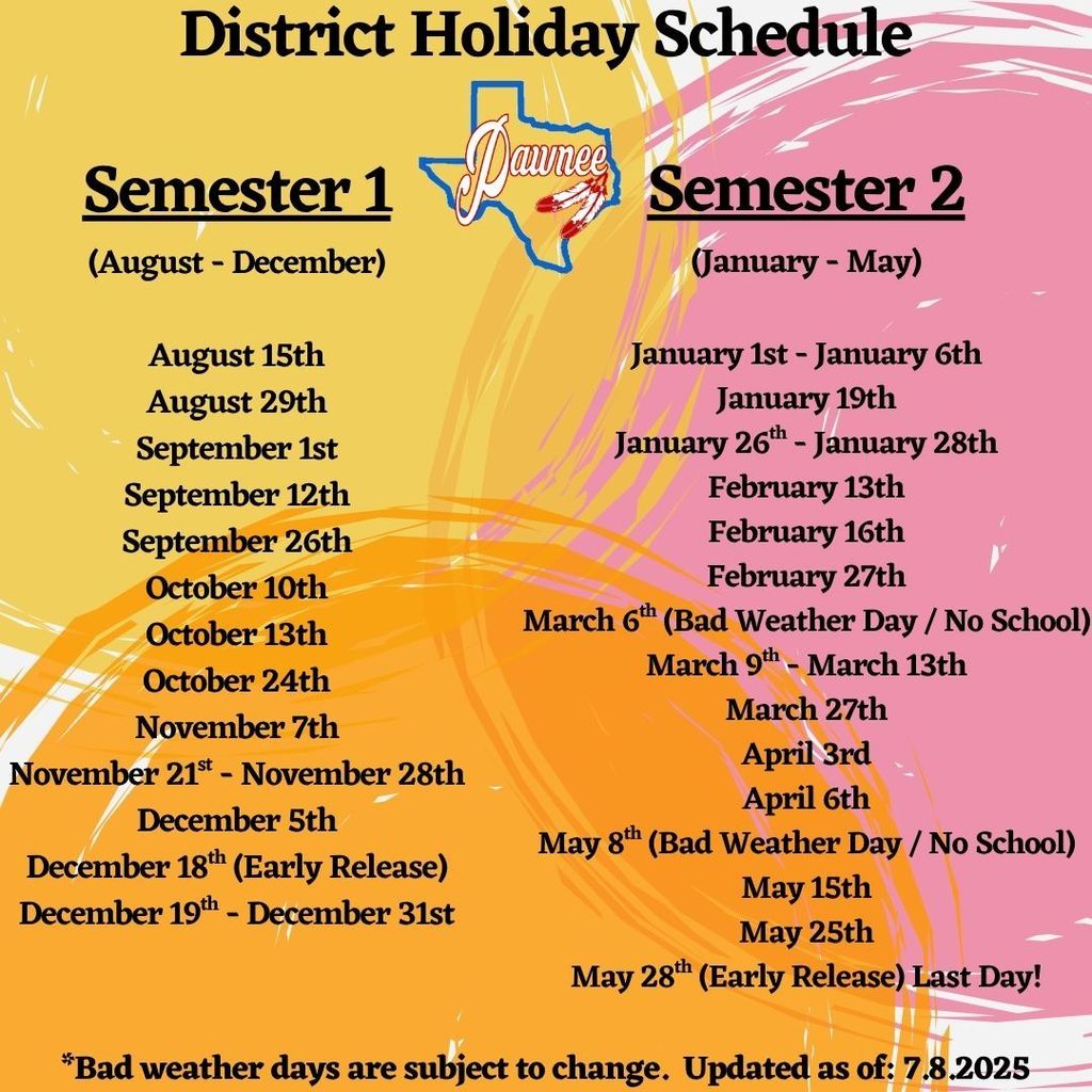 District Holiday Schedule