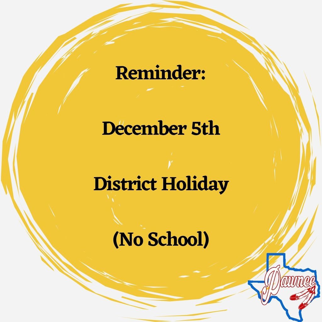 December 5th District Holiday. No School!