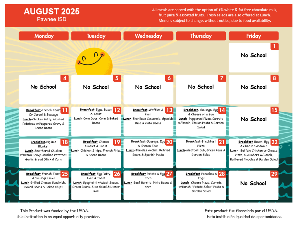 August menu