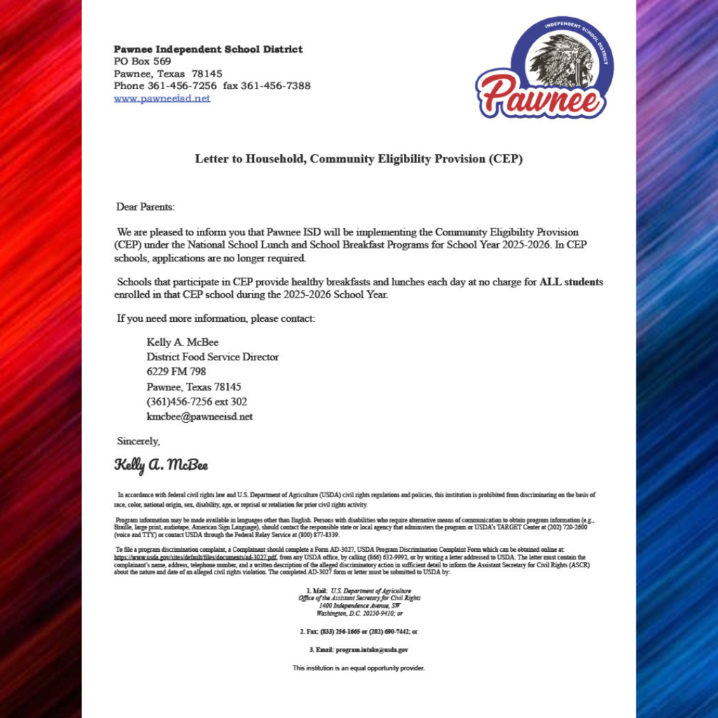 CEP Letter to Parents