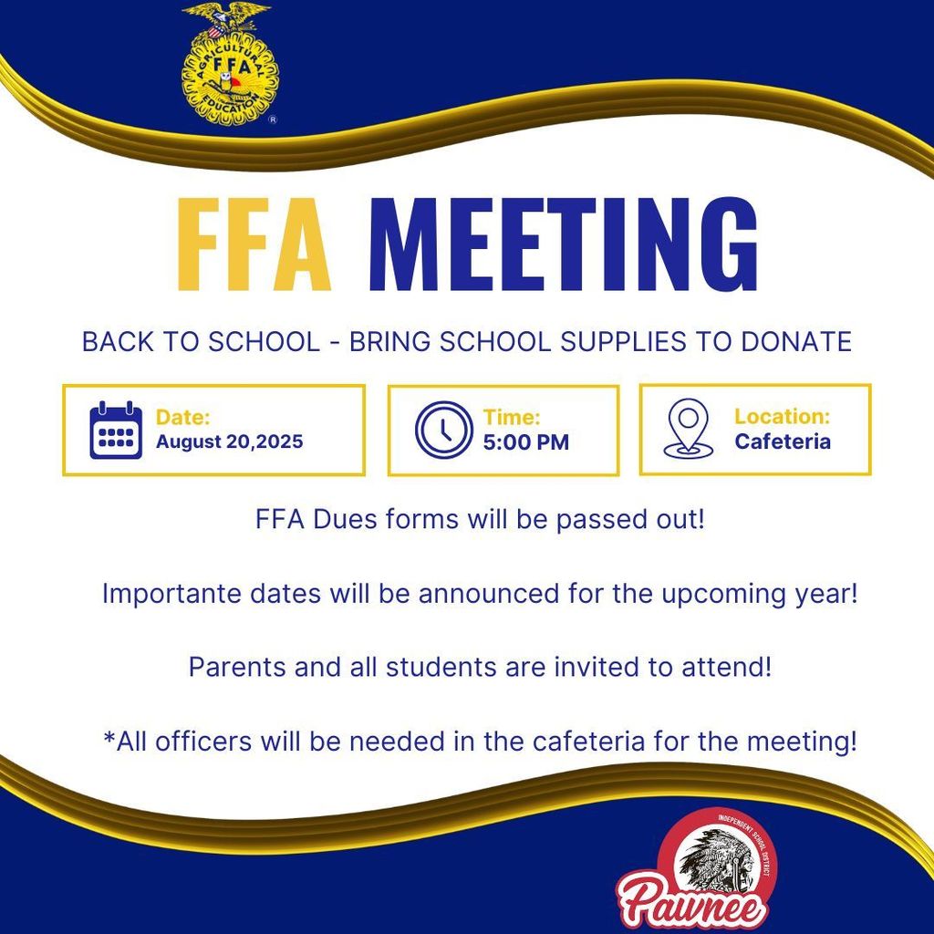 FFA Meeting 8/20/2025 @ 5PM
