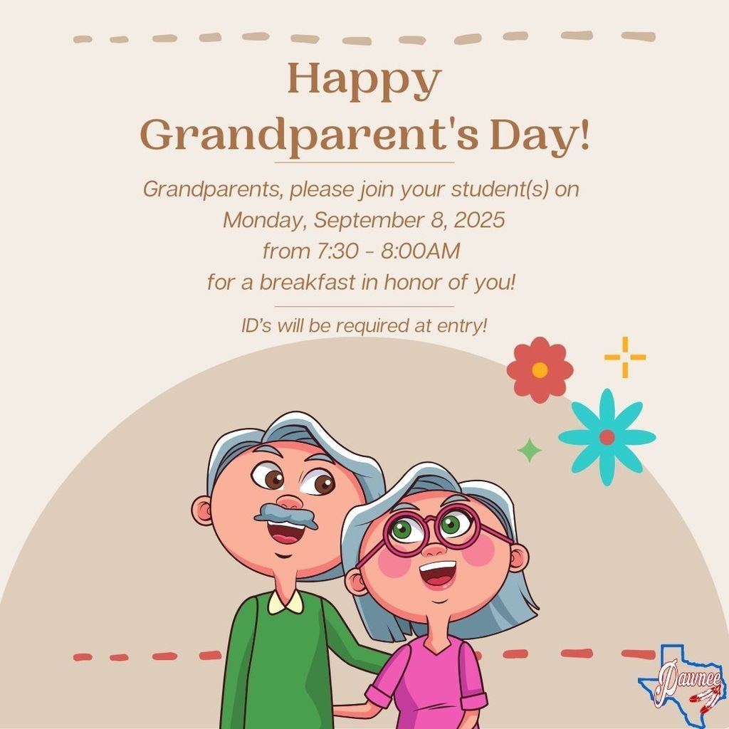 Grandparent Day September 8th from 7:30 - 8:00AM