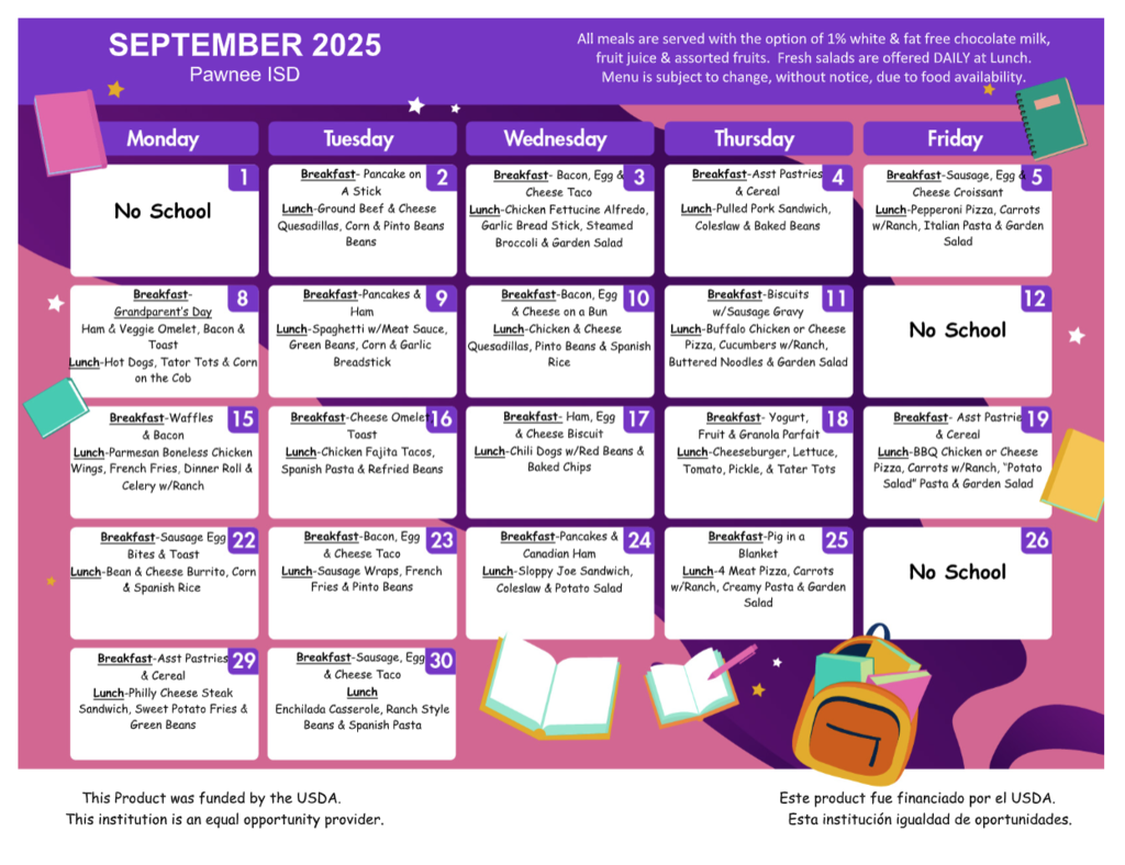 September Lunch Menu