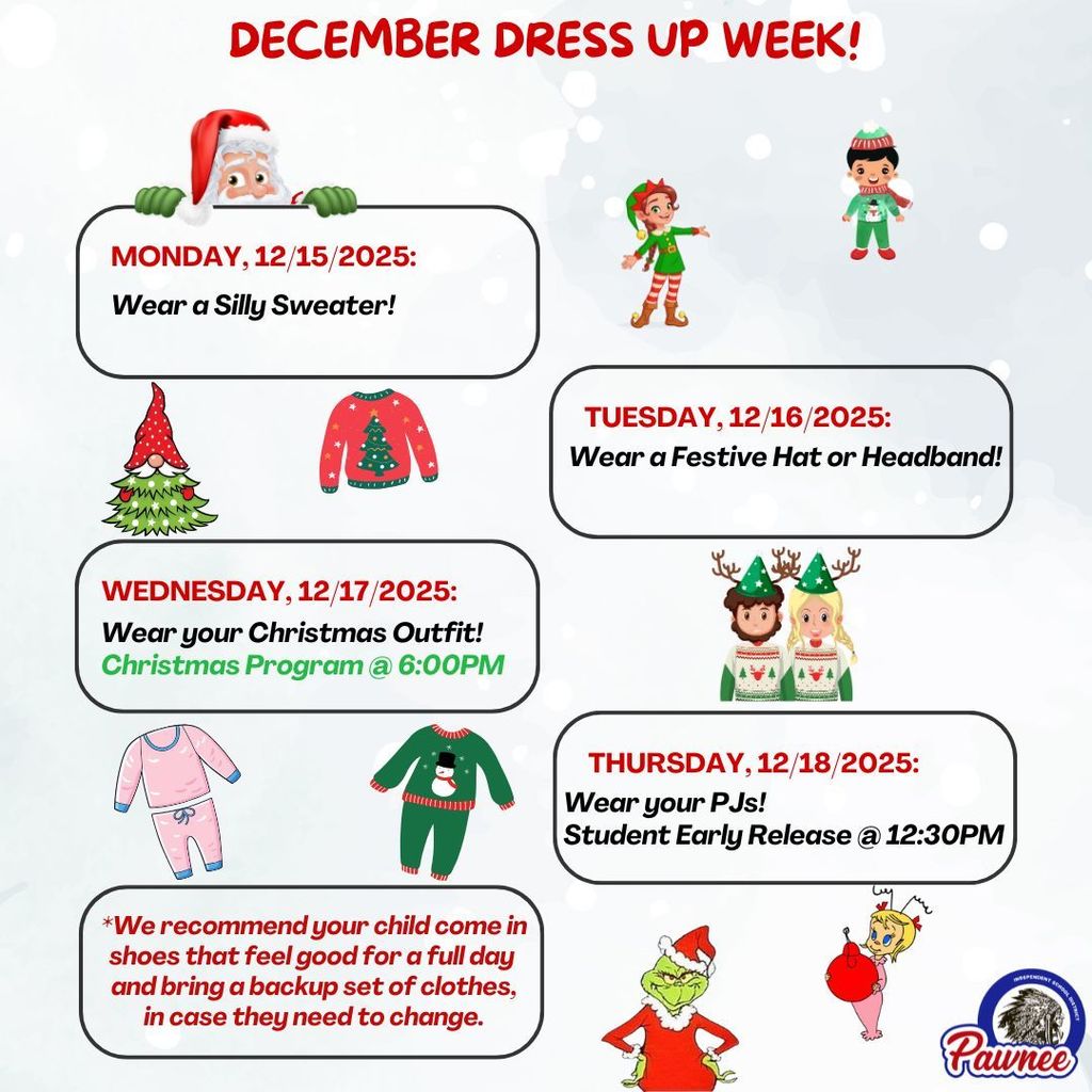 December Dress Up Week 12/15 - 12/18