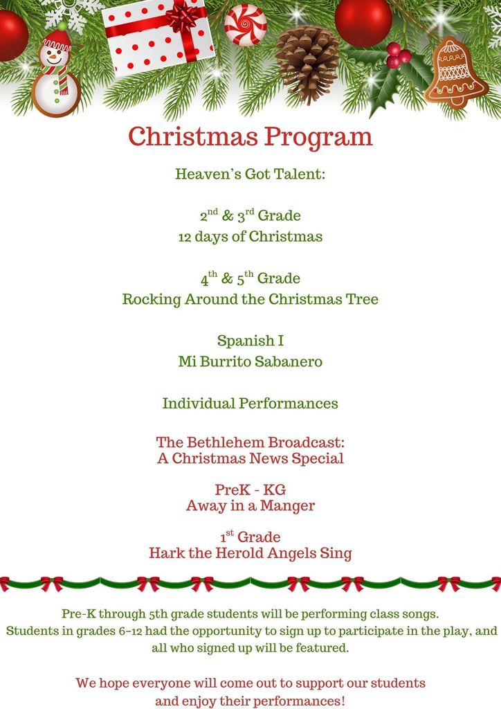 Christmas Program Details