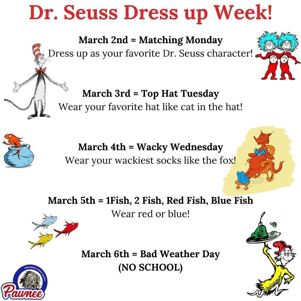 Dr. Suess Dress up Week (March 2nd - March 5th)