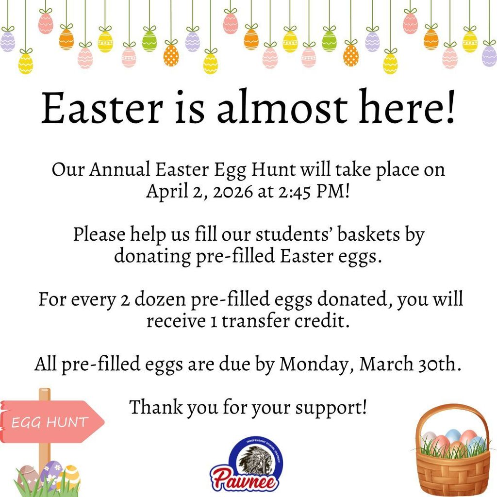 We still need about 200 eggs for our Easter egg hunt—please consider donating by March 30th!