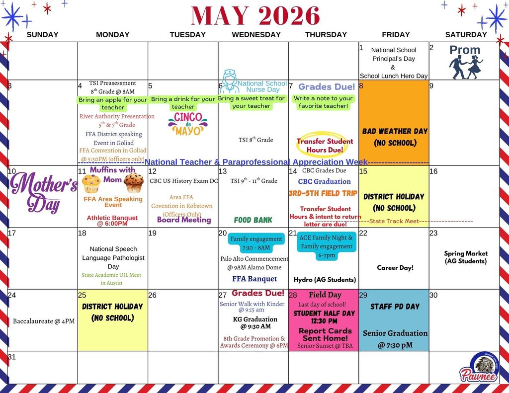May Event Calendar