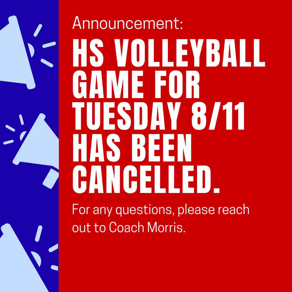 8/11 hs volleyball game cancelled
