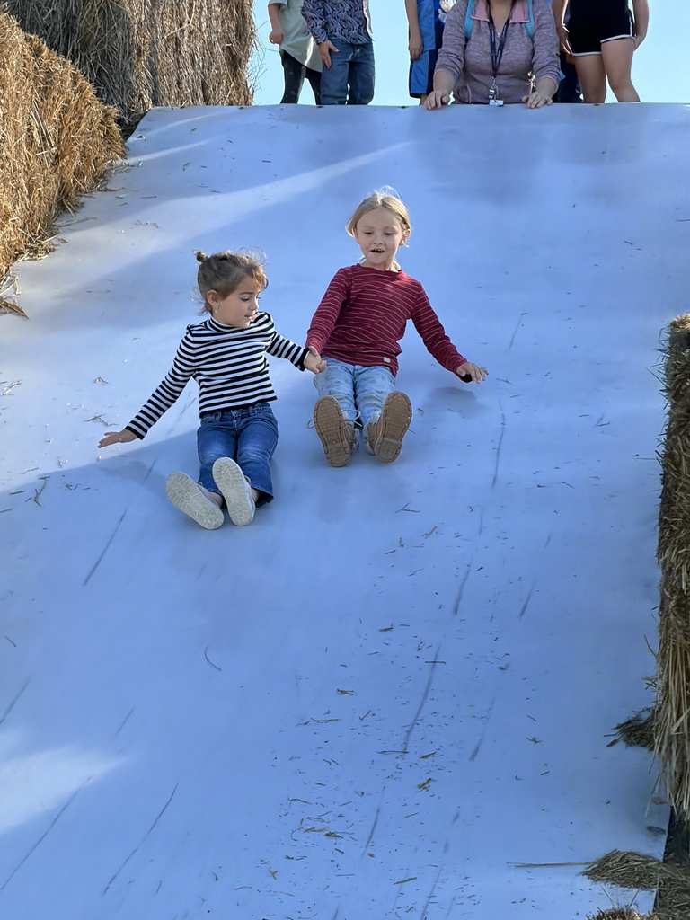 Charlie and Kaydence sliding together.