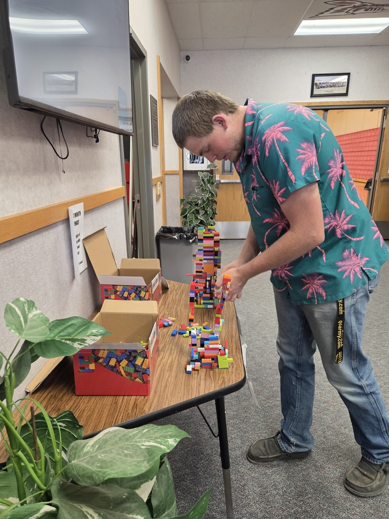 Jeremiah counting the LEGO bricks.