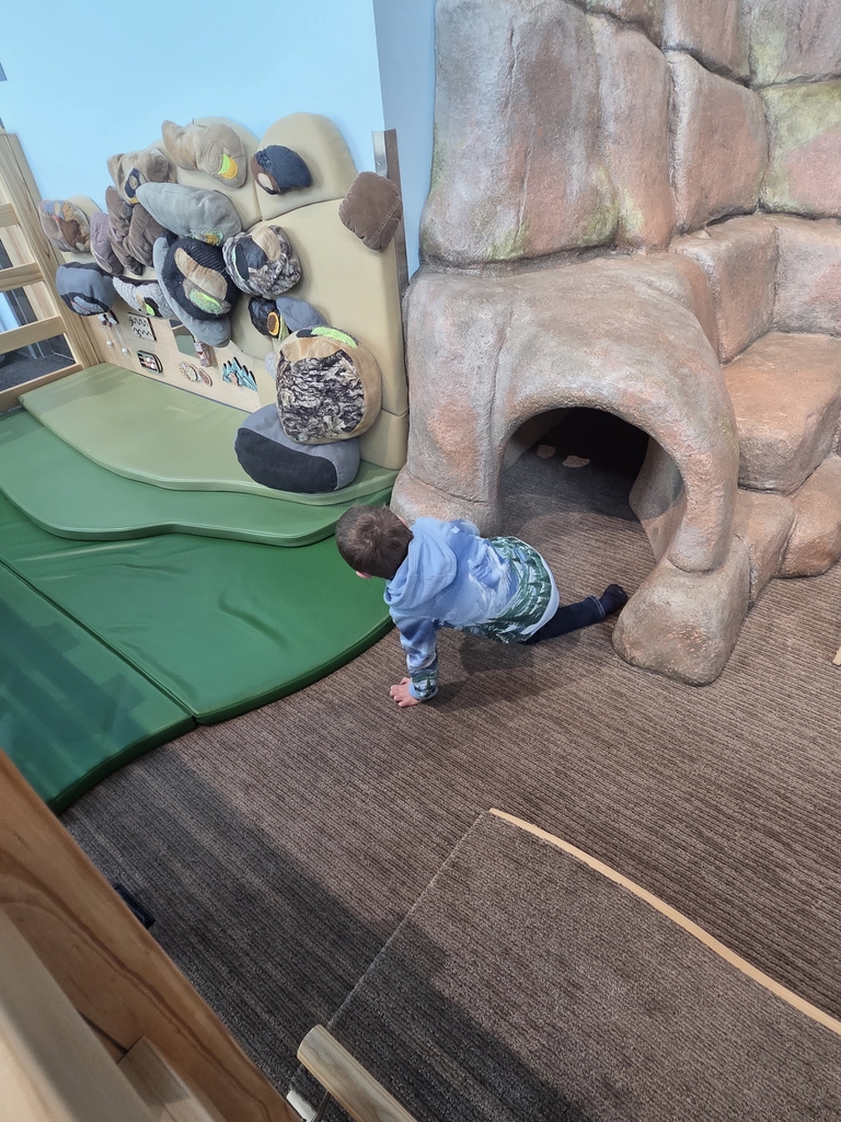 Colt playing in a tunnel. 