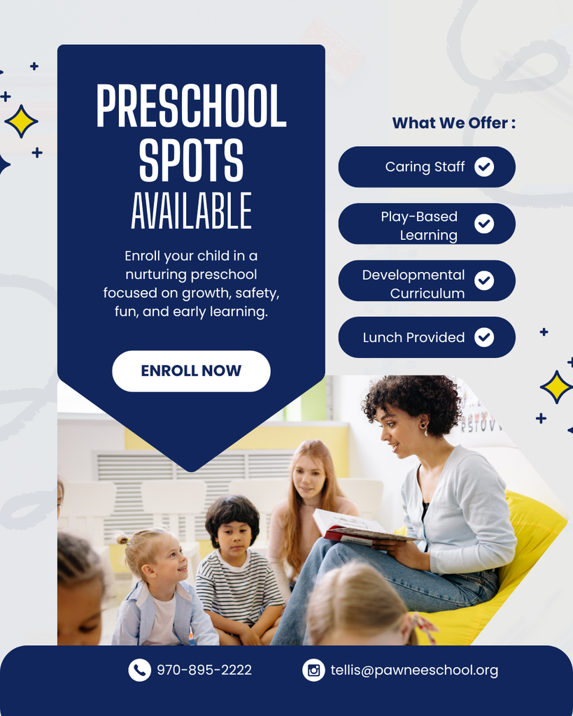 Preschool  spots are available. 