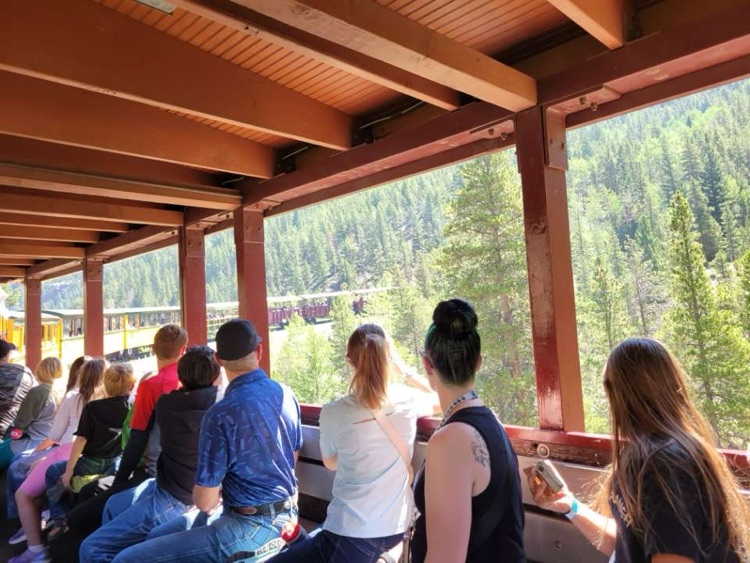 students looking at scenery